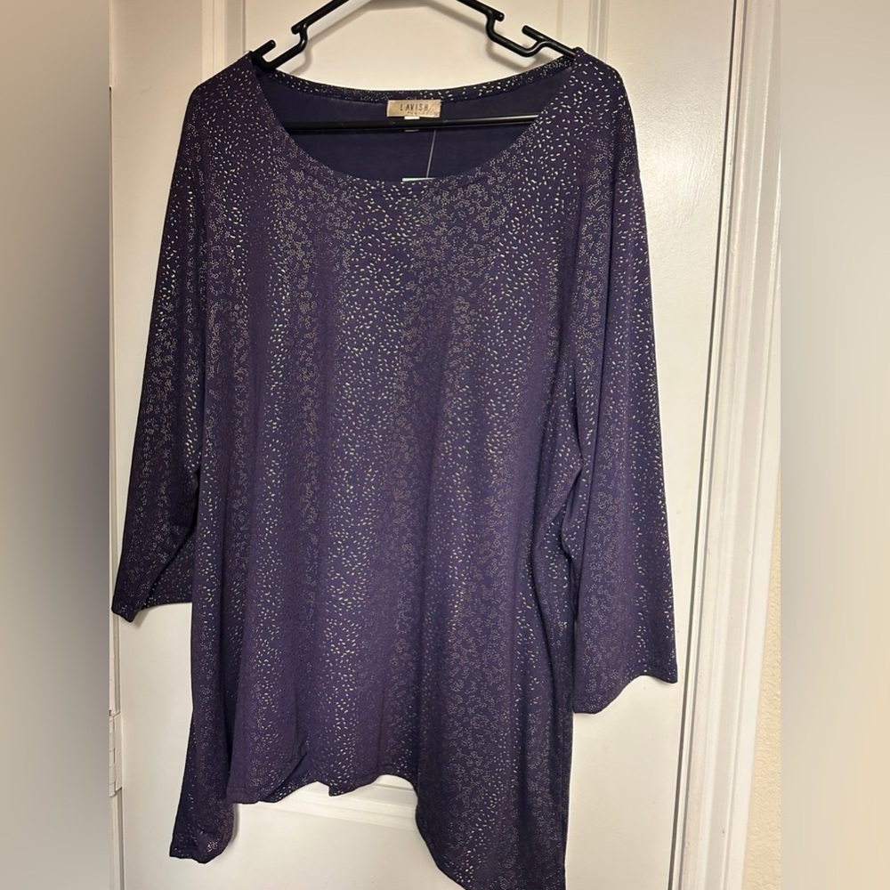 Lavish Purple Metallic Shimmer Tunic Top | Size 2X  20-24